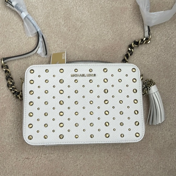 Michael Kors Crossbody white studded leather purse - Picture 1 of 10